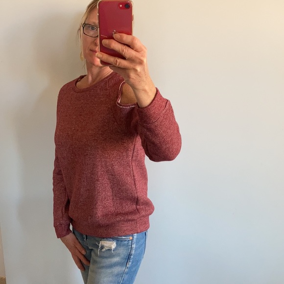 Burgundy Cold Shoulder Long Sleeve Sweatshirt - Picture 3 of 7